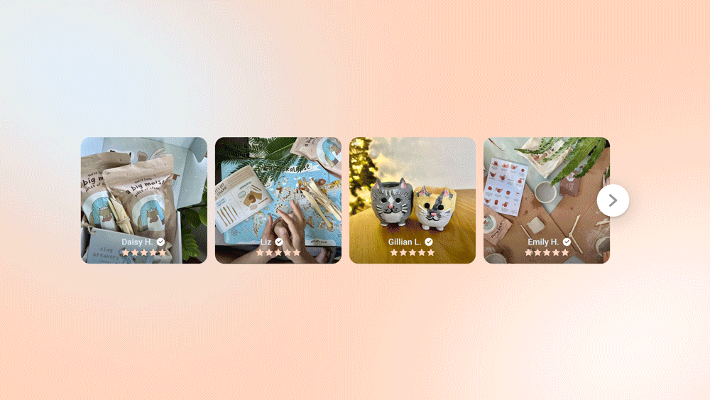 The Loox gallery carousel to show off happy customers